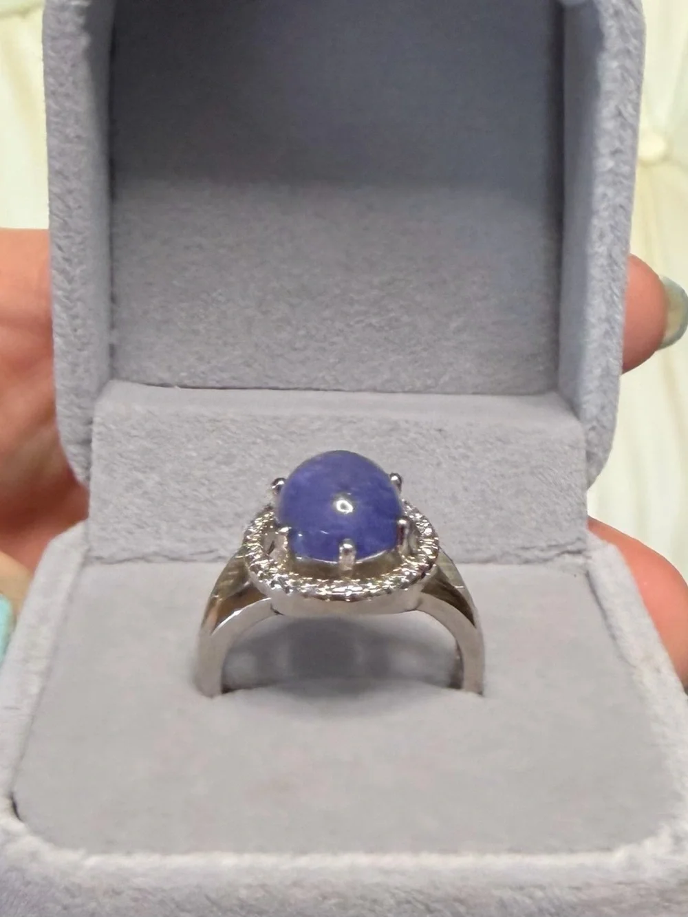 Enchanting 11x9mm Natural Blue Tanzanite 4.5CT Ring 925 Sterling Silver Size 7